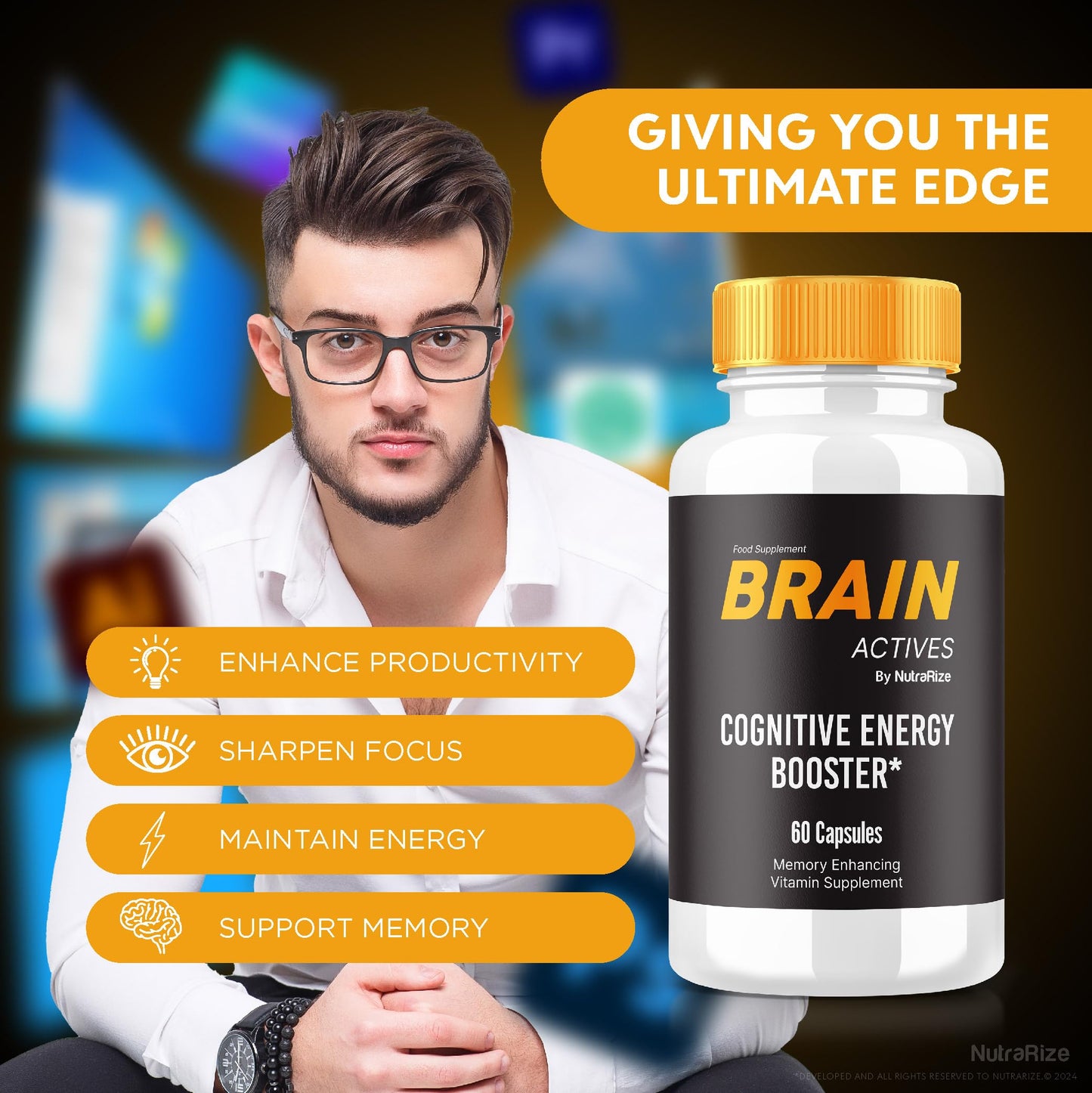 (3 Pack) Brain Actives Capsules, Brain Active Advanced Cognitive Health Support, Brain Actives Max Strength Memory Formula, Brain Actives Supplement for Brain Fog, BrainActives Reviews (180 Capsules)