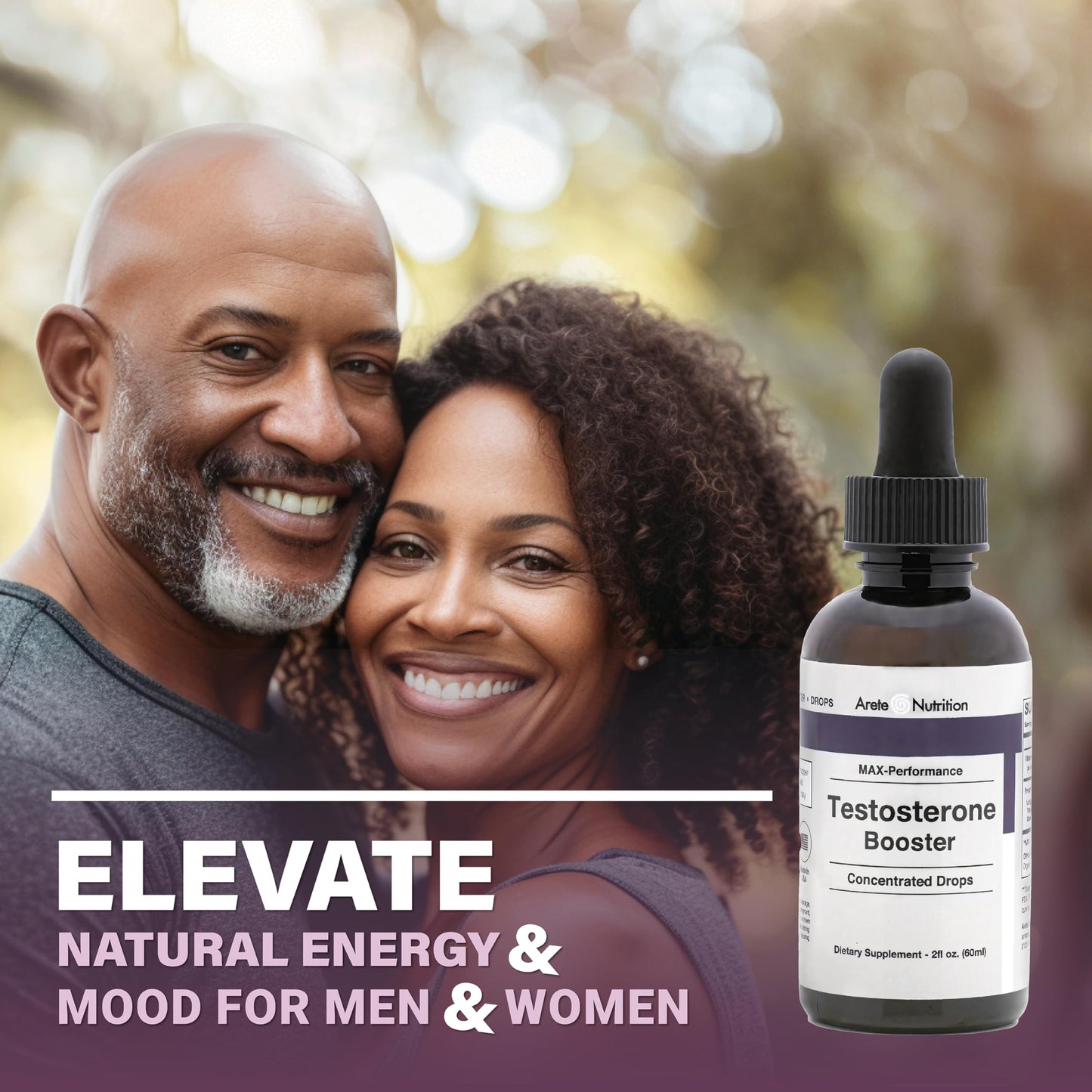 Arete Nutrition Testosterone Booster - Supplement Men and Women with Tribulus Terrestris and Tongkat Ali for Enhancing, Muscle Recovery & Energy - 2oz Liquid Bottle