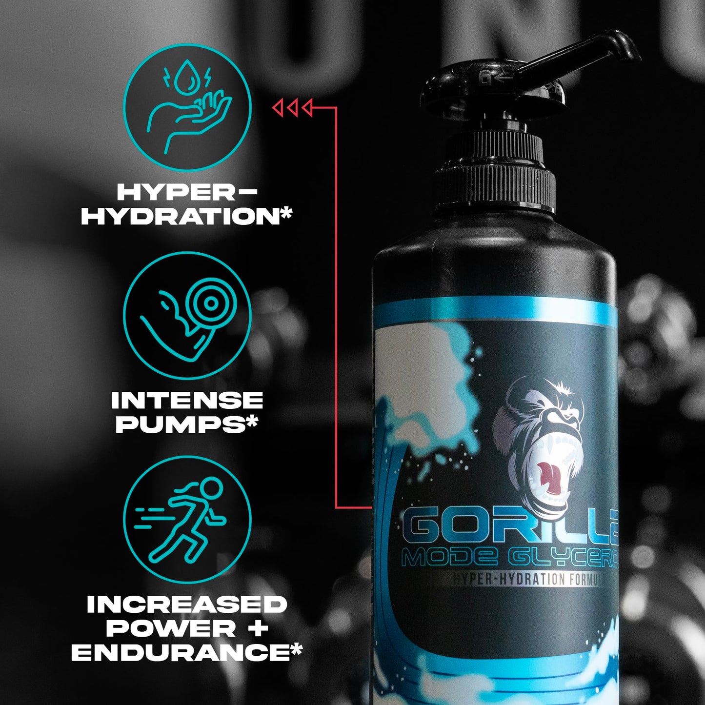 Gorilla Mode Liquid Glycerol Pre-Workout - Hydrating Pre-Workout Formula for Intense Pumps · Intramuscular Hyper-Hydration · Increased Power & Endurance / 33 FL OZ (Unflavored)