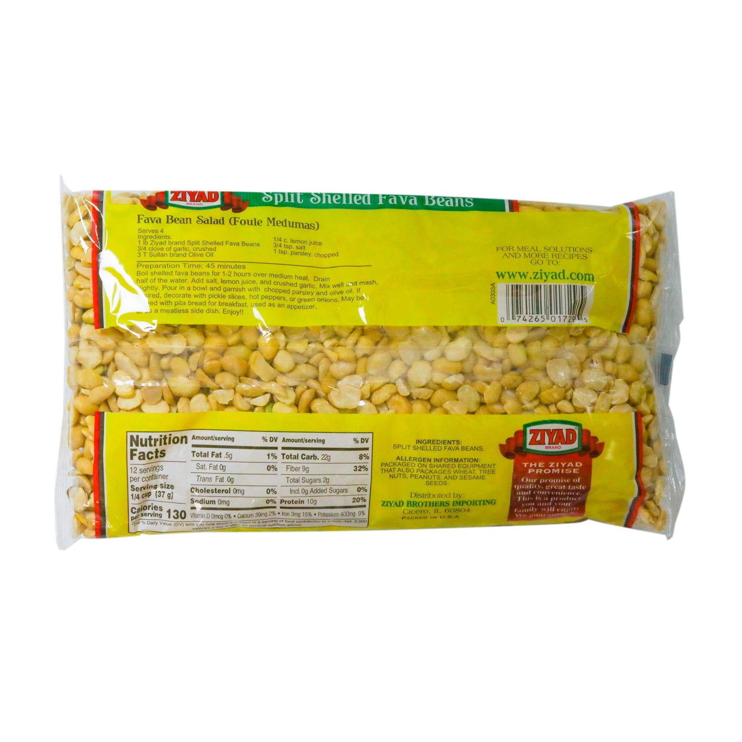 Ziyad Brand Premium Quality Split Shelled Fava Beans Broad Bean No Additives No Preservatives Perfect for Foul Mudammas 16oz