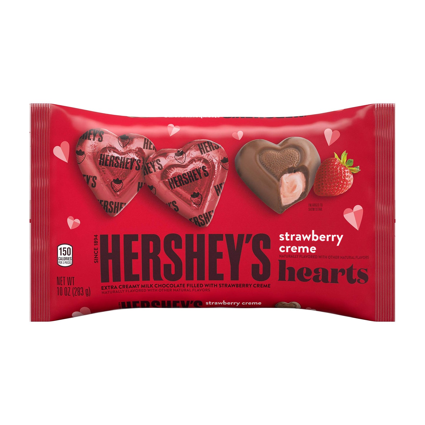 HERSHEYS Milk Chocolate Filled with Strawberry Flavored Crème Hearts Candy Valentines Day Candy 10 Oz Bag