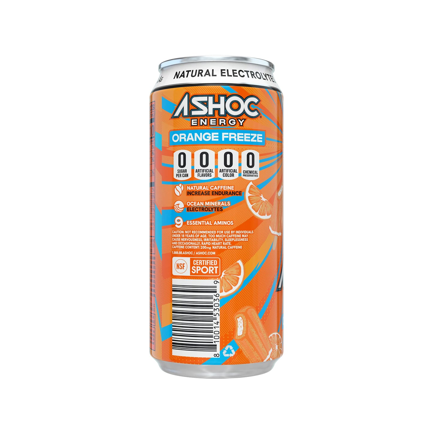 A SHOC Orange Freeze Energy Drink 16 fl oz can Pack of 12