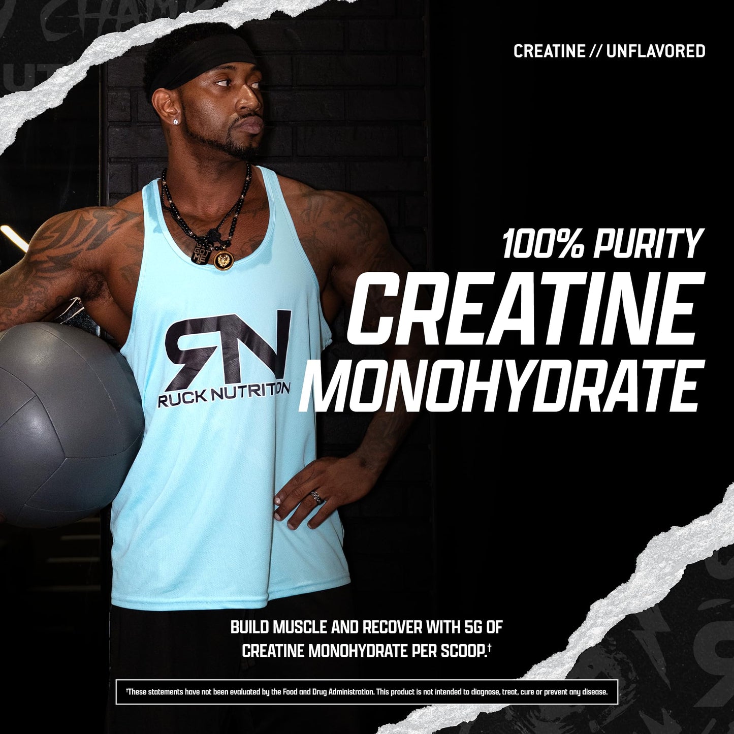 RUCK NUTRITION Creatine | Pure Creatine Monohydrate for Muscle Growth and Recovery | Strength and Endurance Support for Sports Performance | 5g of Creatine Monohydrate (30 Servings, Unflavored)