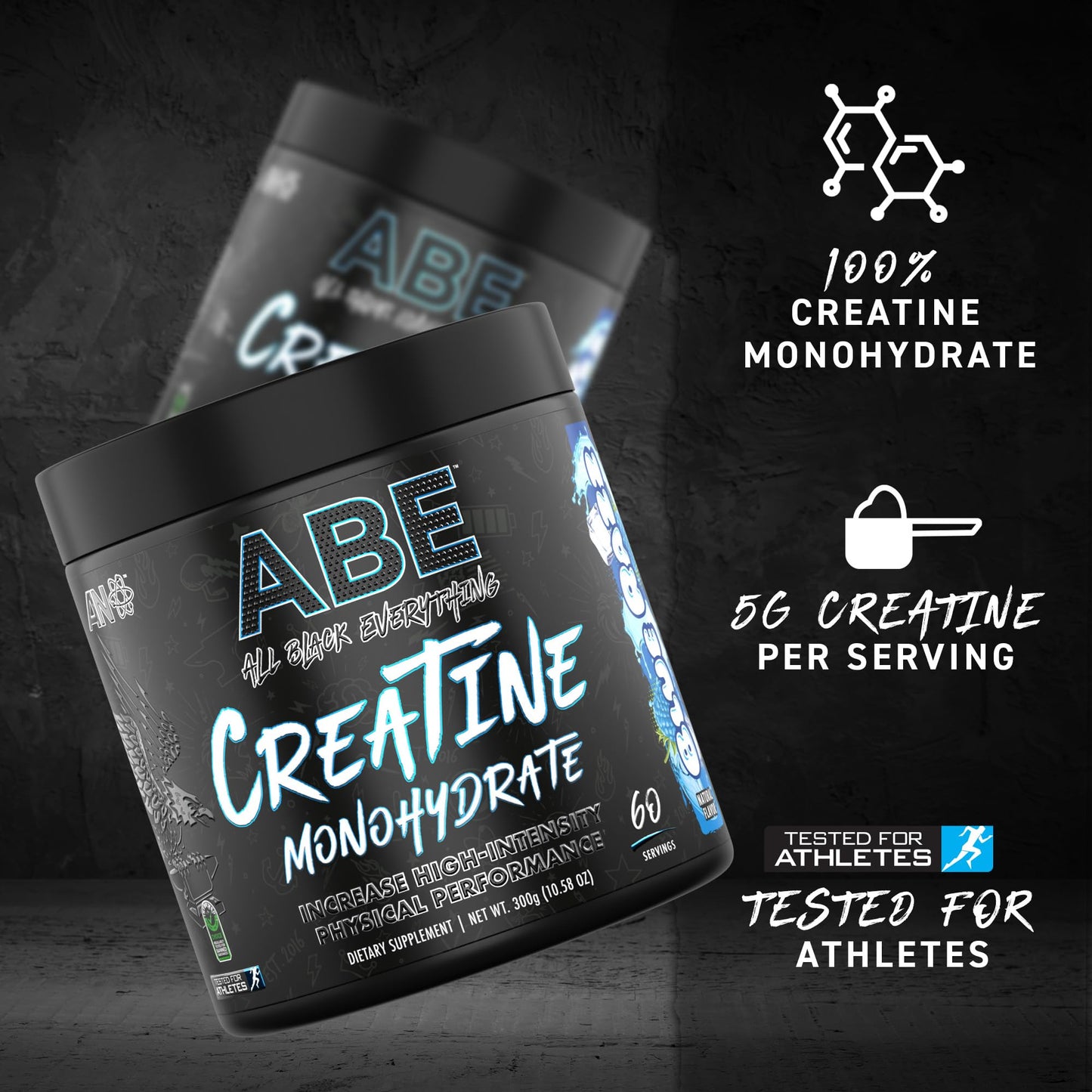 All Black Everything Creatine Monhydrate | 60 Servings | Unflavored | Micronized Amino Acid Powder | Support Muscles | Cellular Energy | Cognitive Function | Gluten-Free and Keto Friendly