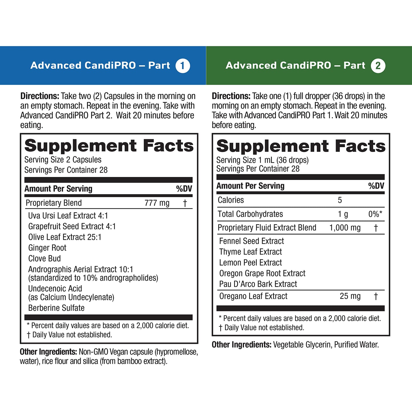 Vital Pro Naturals - Vital CandiPRO Intestinal Cleanse Formulated to Maintain a Healthy Intestinal Balance, 2-Part - 14 Day Kit, 56 Capsules, and 1fl oz Liquid Herbal Extract