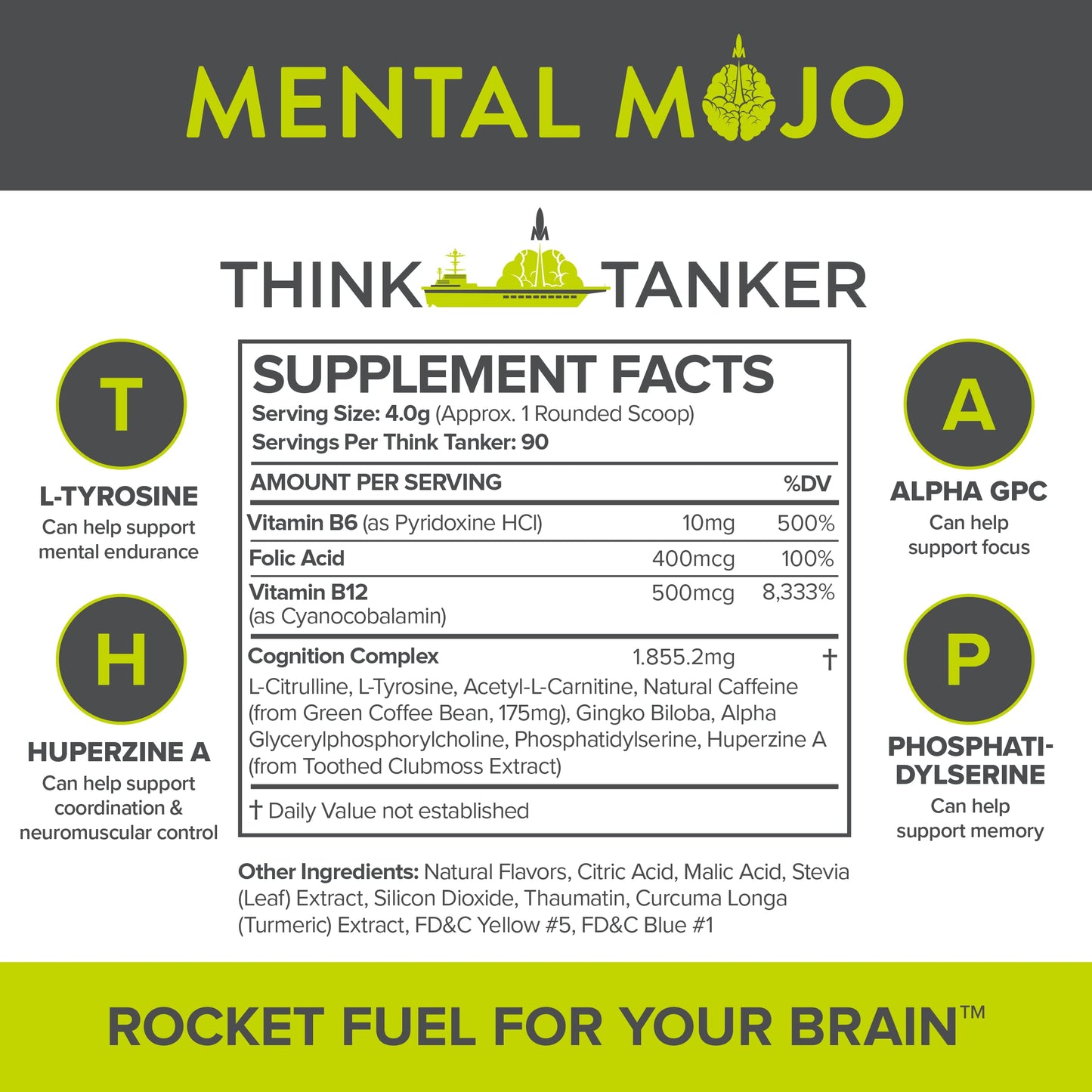 Mental Mojo Nootropic Brain Booster (90 Servings) Nootropic Drink Mix & Brain Supplement - Brain Fuel Boosts Energy, Focus & Memory - Zero Calories, Sugar Free - Kiwi Strawberry