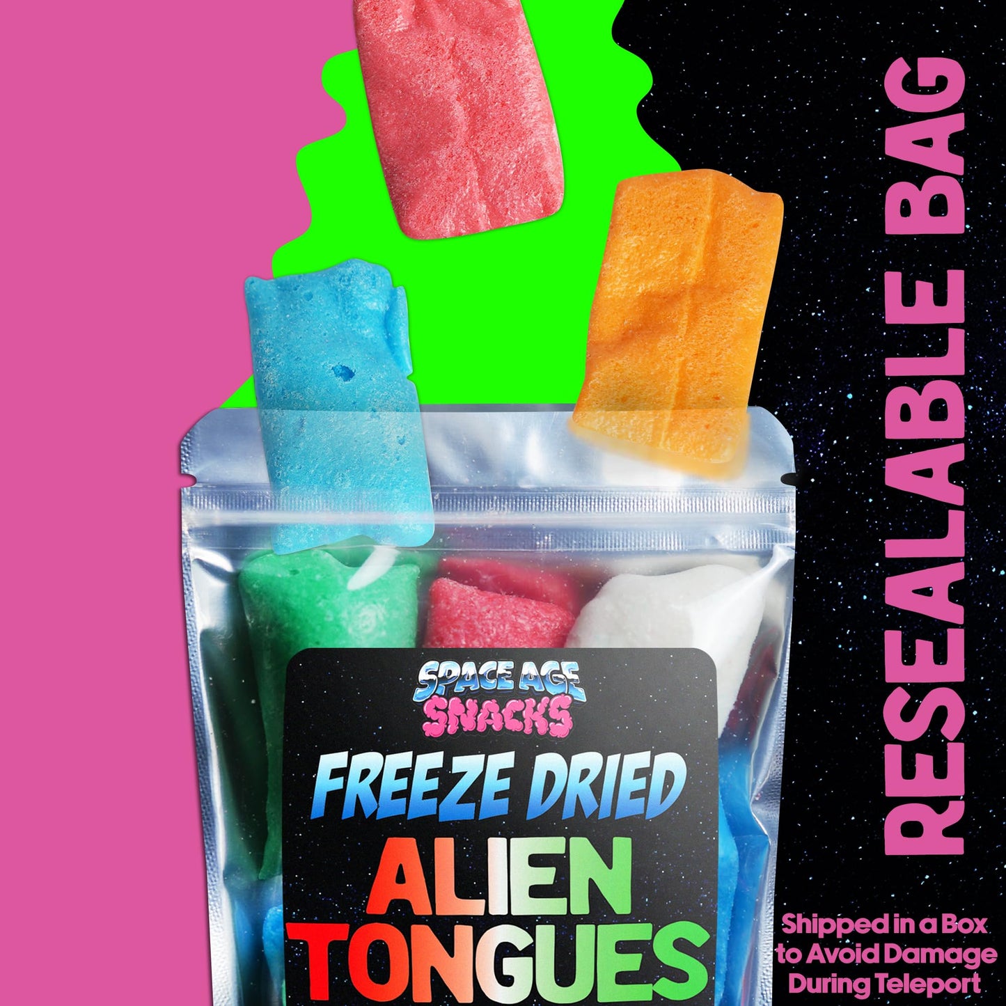 Premium Freeze Dried Alien Tongues Candy Crunchy Freeze Dried Candy Shipped in Box for Extra Protection Freeze Dry Candy Dry Freeze Candy for All Ages 4 Ounce