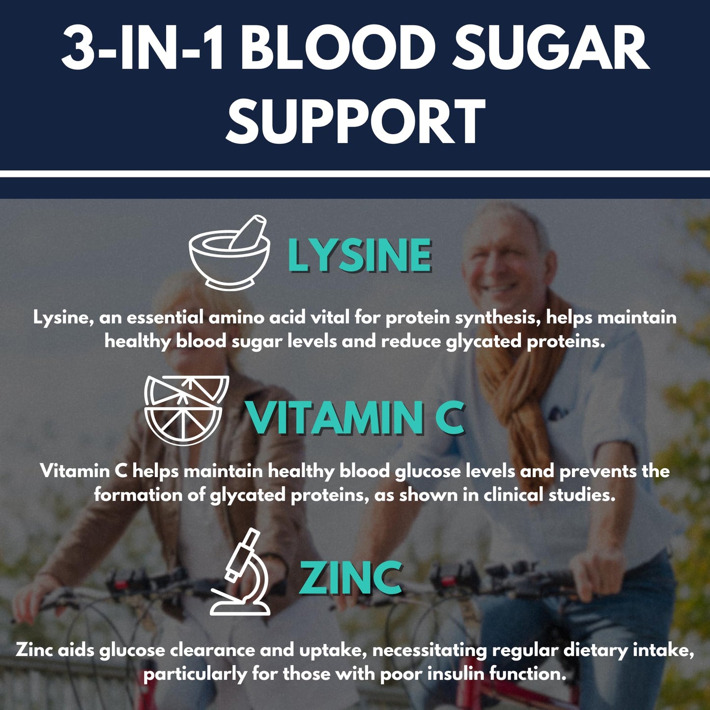 Del Mar Health Max-LyZinC | L-Lysine 1100 mg + Zinc 6 mg + Vitamin C 100 mg - 3-in-1 Supplement for Maintaining Blood Sugar Already in The Healthy Range - One-Scoop-Per Day Powder