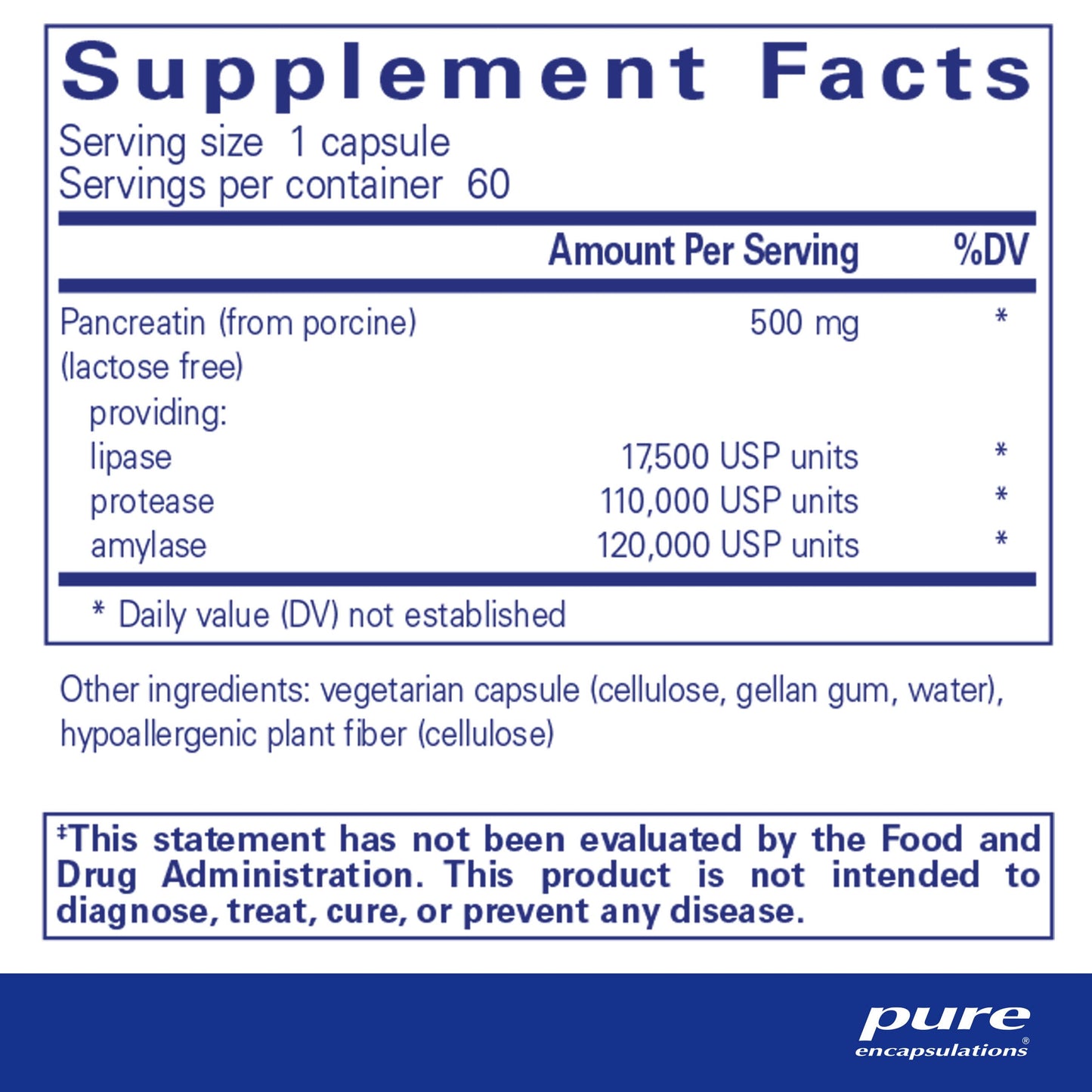 Pure Encapsulations Pancreatic Enzyme Formula - Digestive Enzymes for Digestion - Strengthens Gut Health* - Targeted Delivery Capsules - Gluten Free & Non-GMO - 60 Capsules