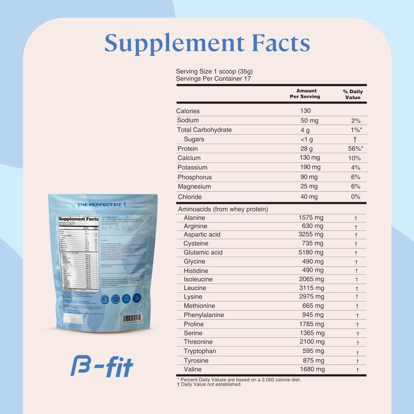 B-FIT B Whey Zero Protein 600 gr - Chocolate Puffs Flavor - High Purity and Concentration Amino Acids - Easy Absorption - Low in Fat and Carbohydrates -17 Servings
