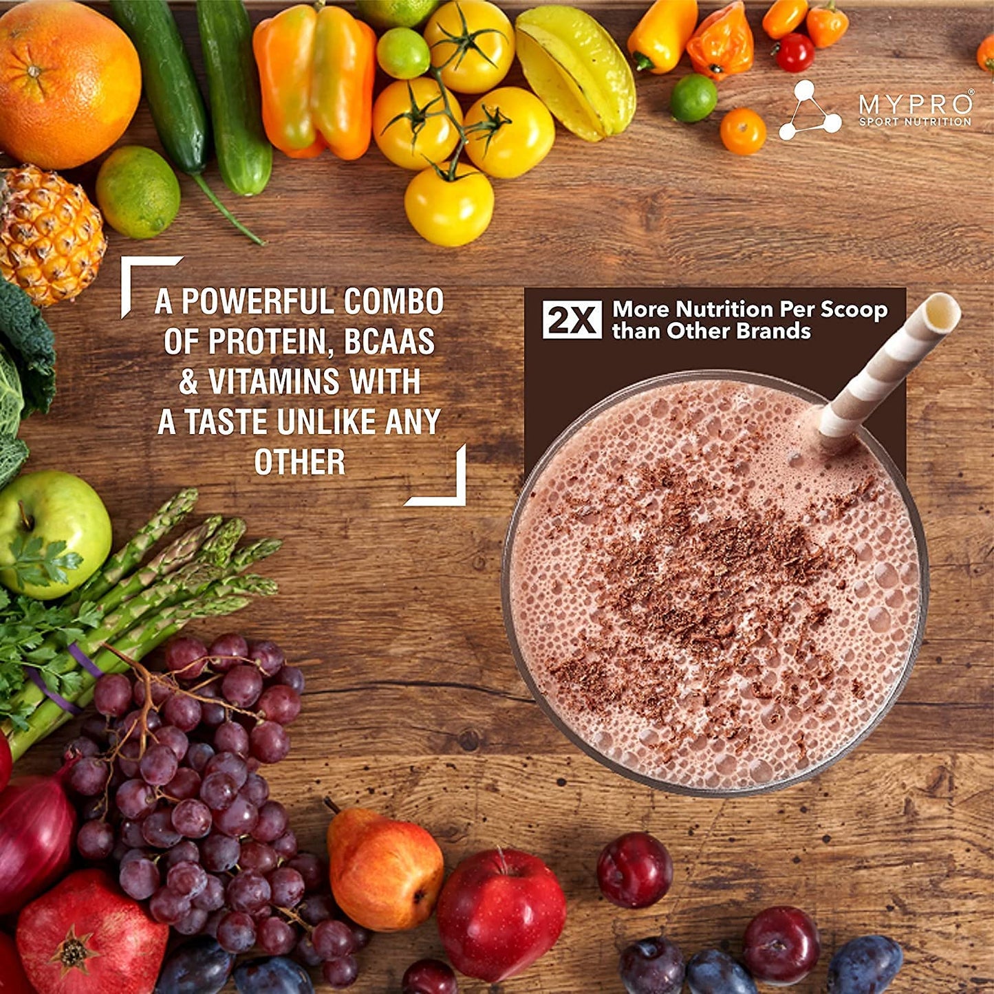 My;pro Sport Nutrition Plant Protein Powder Pea & Brown Rice Protein (23g Protein,22 Vitamins & Minerals,5g BCAA) Plant Based Vegan Protein Supplement for Men & Women (Chocolate Flavour -1000 Gm)