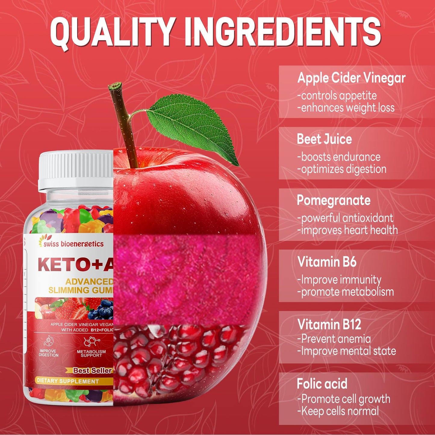 (2 Pack) Keto Apple Cider Vinegar Gummies, Keto ACV Gummy Diet Supplement, Advanced 1500mg ACV Gummies with Folate, B12、B6 and Keto Support for Women Men, Gelatin- Free, Vegan & Non-GMO (Multi-Flavor)