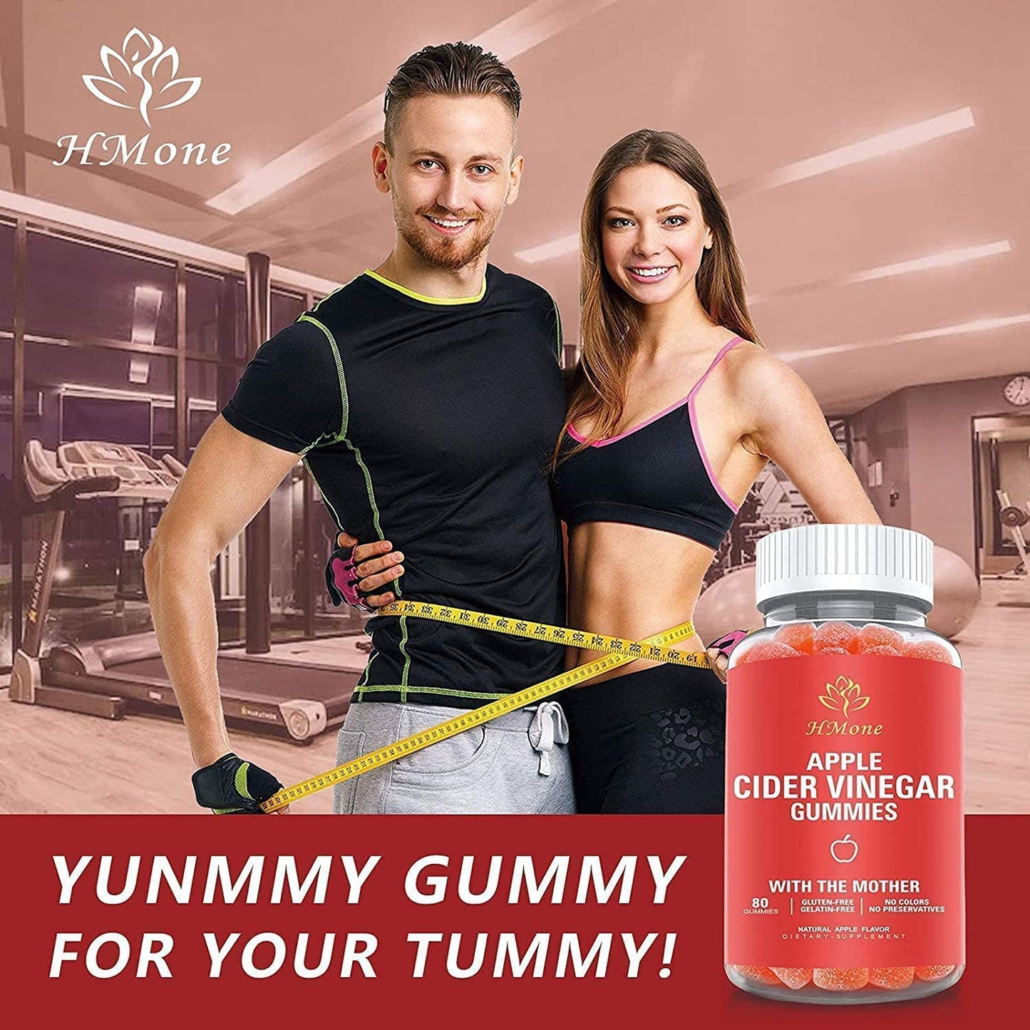 HMone 2 Pack Organic Apple Cider Vinegar Gummies - ACV Gummy with Mother for Immune Support,Energy Boost for Adults & Kids