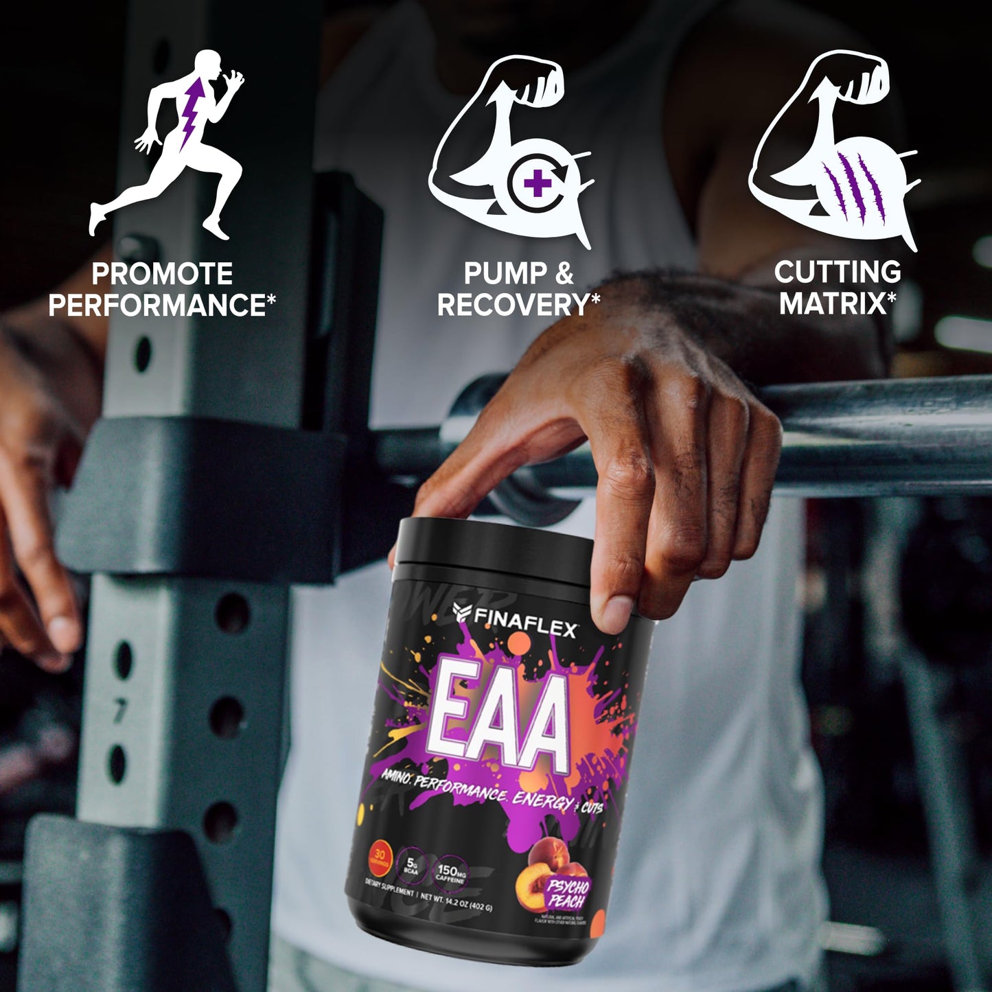 FINAFLEX EAA Hardcore, Psycho Peach - 14.2 oz - Promotes Performance, Energy & Cuts - with BCAAs, L-Glutamine, L-Arginine, Acetyl-L-Carnitine & Caffeine - 30 Servings