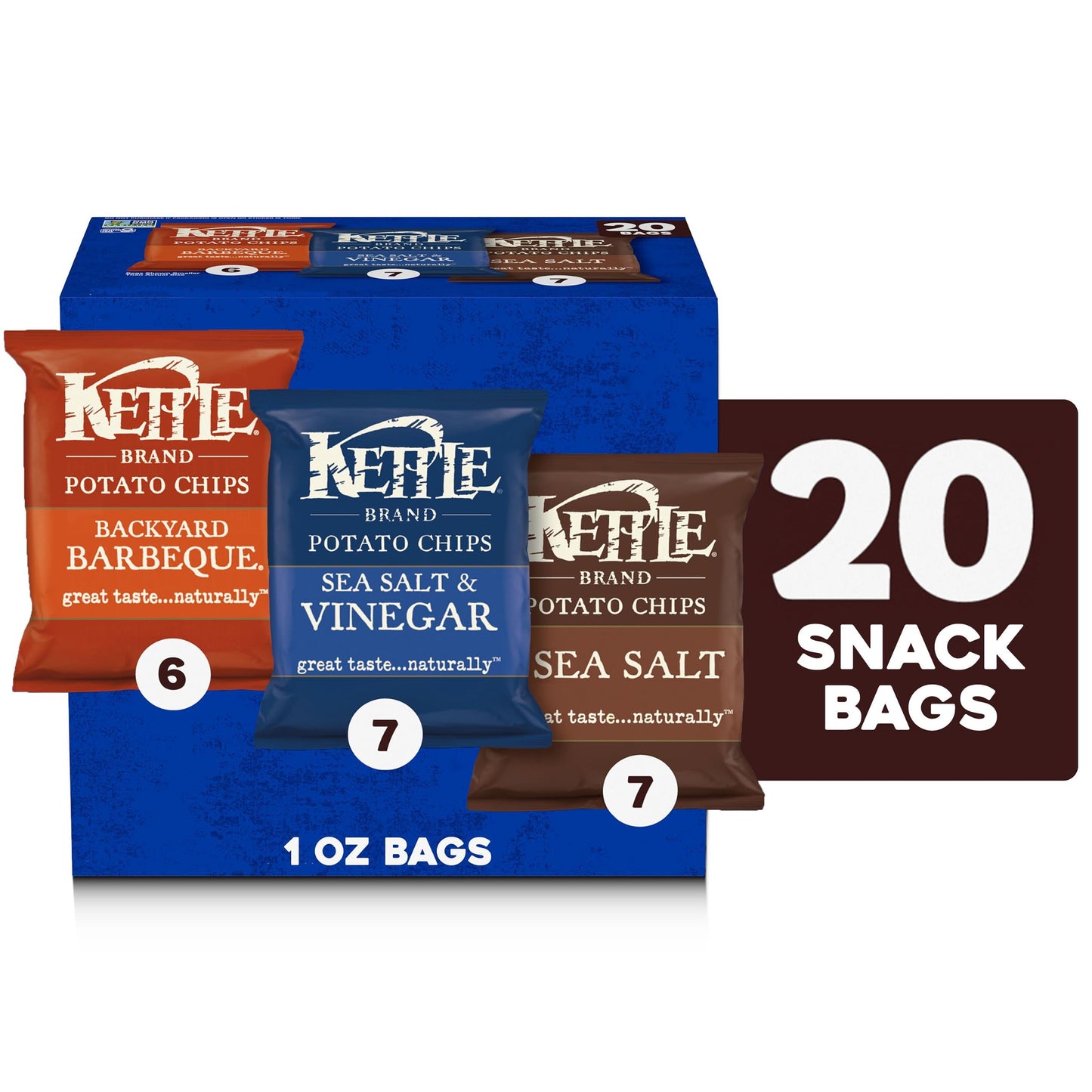 Kettle Brand Potato Chips Variety Pack 1 Oz 20 Ct
