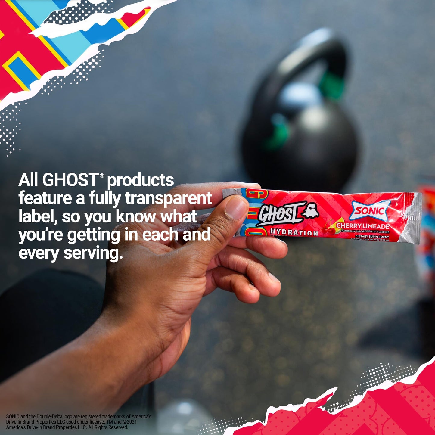 GHOST Hydration Packets, Sonic Cherry Limeade, 24 Sticks, Electrolyte Powder - Drink Mix Supplement with Magnesium, Potassium, Calcium, Vitamin C - Vegan Friendly, Free of Soy, Sugar & Gluten