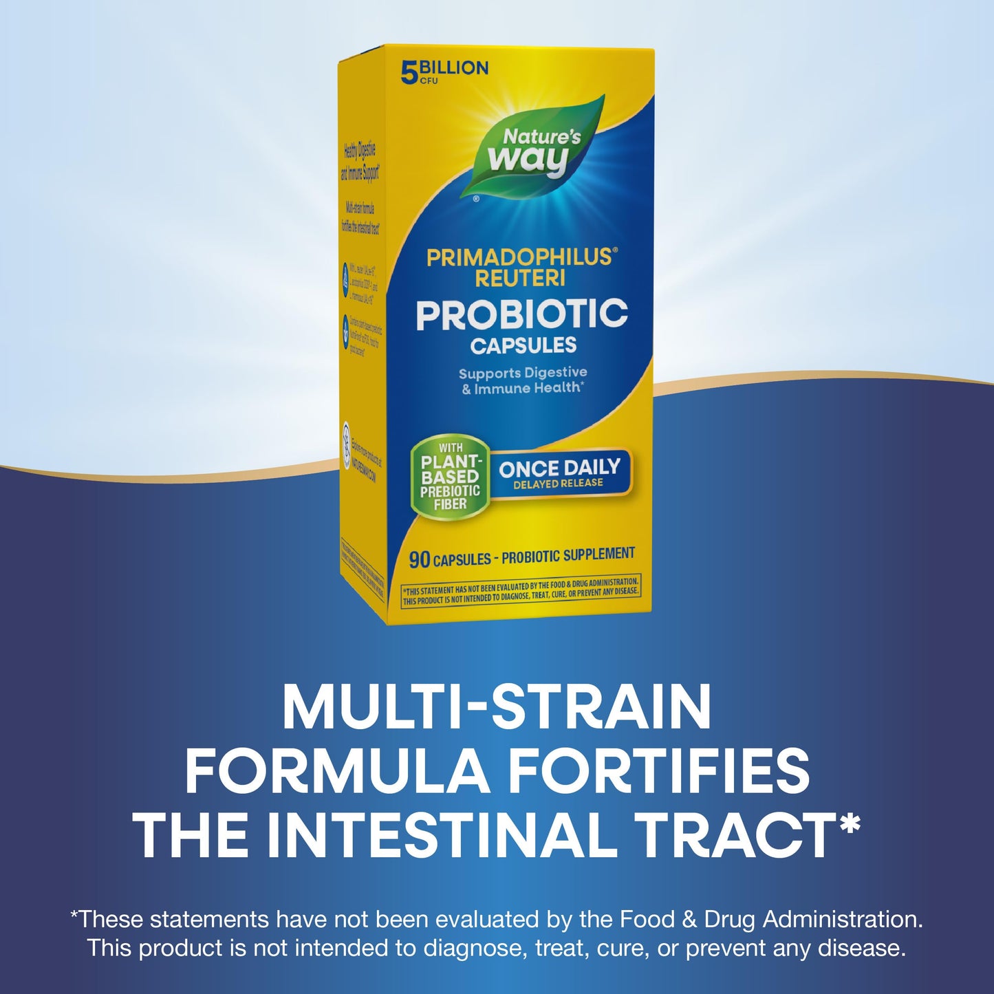 Nature's Way Primadophilus Reuteri Probiotic, Supports Digestive & Immune Health*, 5 Billion Live Cultures, 90 Capsules (Packaging May Vary)