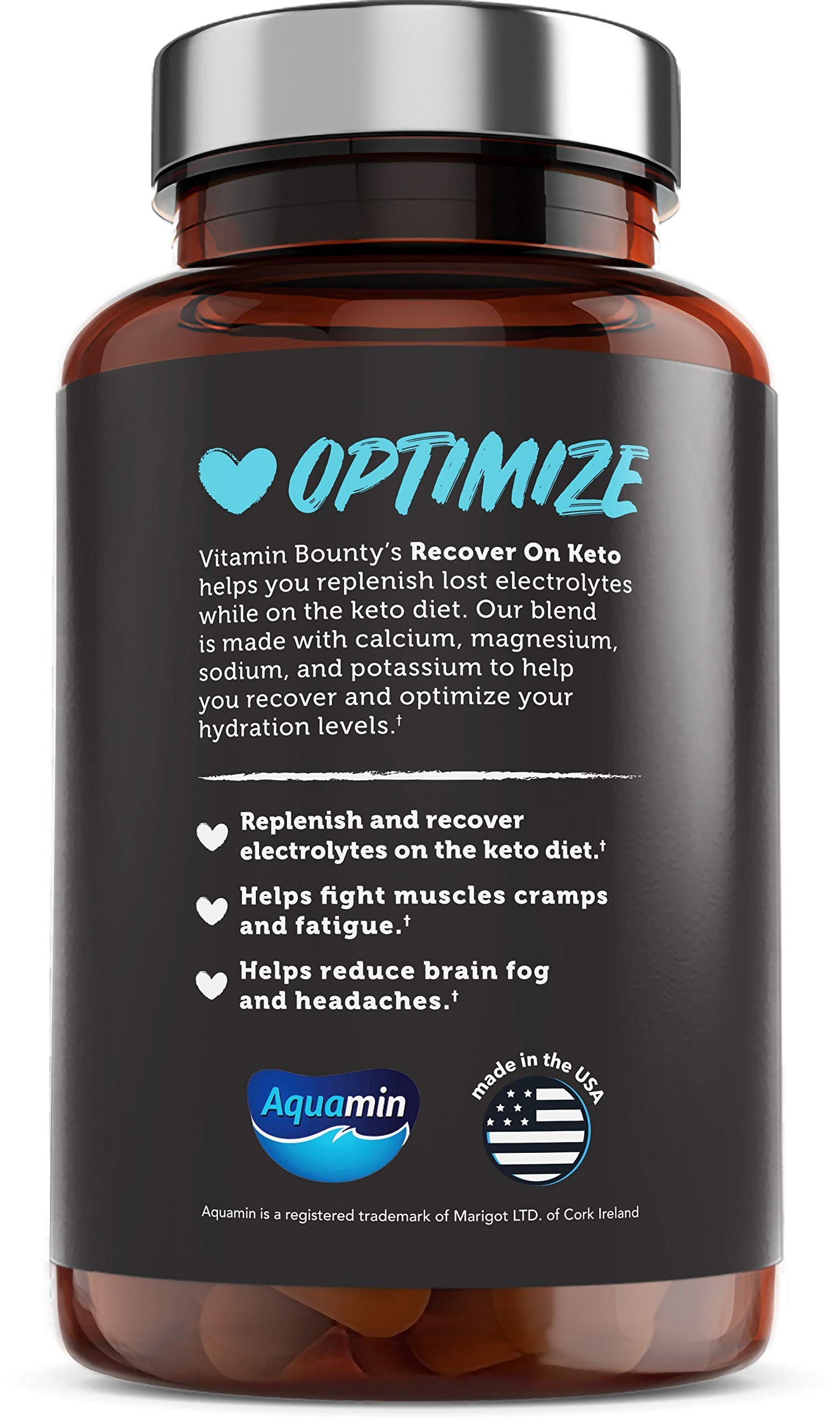 Vitamin Bounty Recover On Keto Electrolytes - Keto Supplements, Electrolyte Supplement, Keto Vitamins, Sugar Free Hydration, Boost Energy, Workout Recovery, GLP-1 Support - 60 Capsules