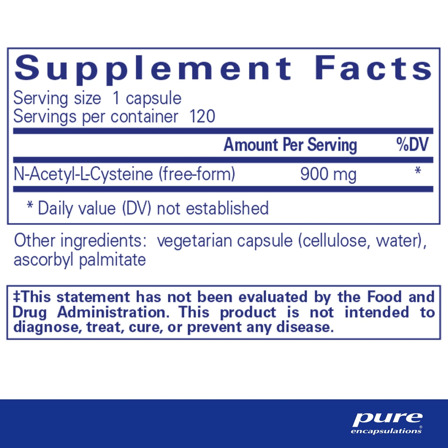 Pure Encapsulations NAC 900 mg - N-Acetyl Cysteine Amino Acid Supplement for Lung & Immune Support, Liver & Antioxidants* - 120 Capsules