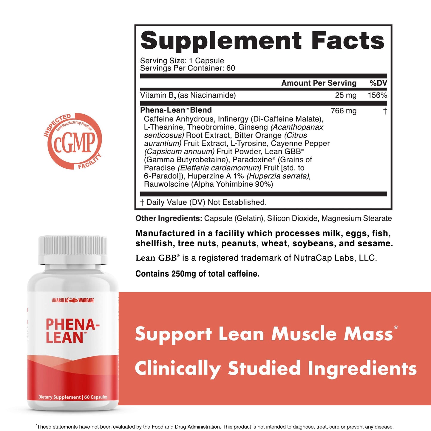 Anabolic Warfare Phena-Lean Premier Supplement from Thermogenic Body Composition Supplement - Fuel Your Fire, Promote Energy, Increase Focus* - 60 Capsules.