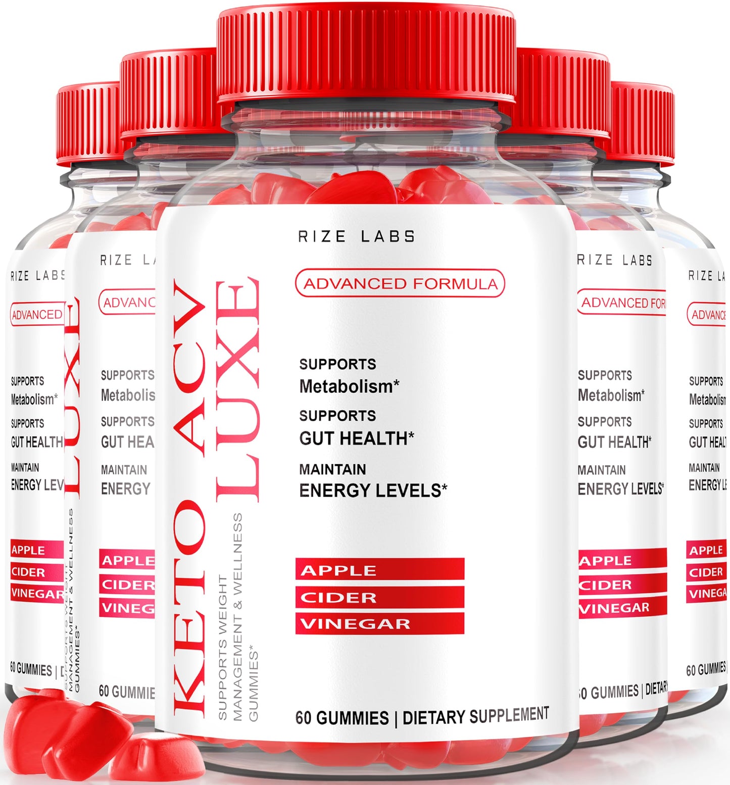 rize labs - Keto ACV Luxe Gummies for Men & Women Max Formula for Advanced Weight Loss Plus Keto Gummy (300 Gummies) (Pack of 5)