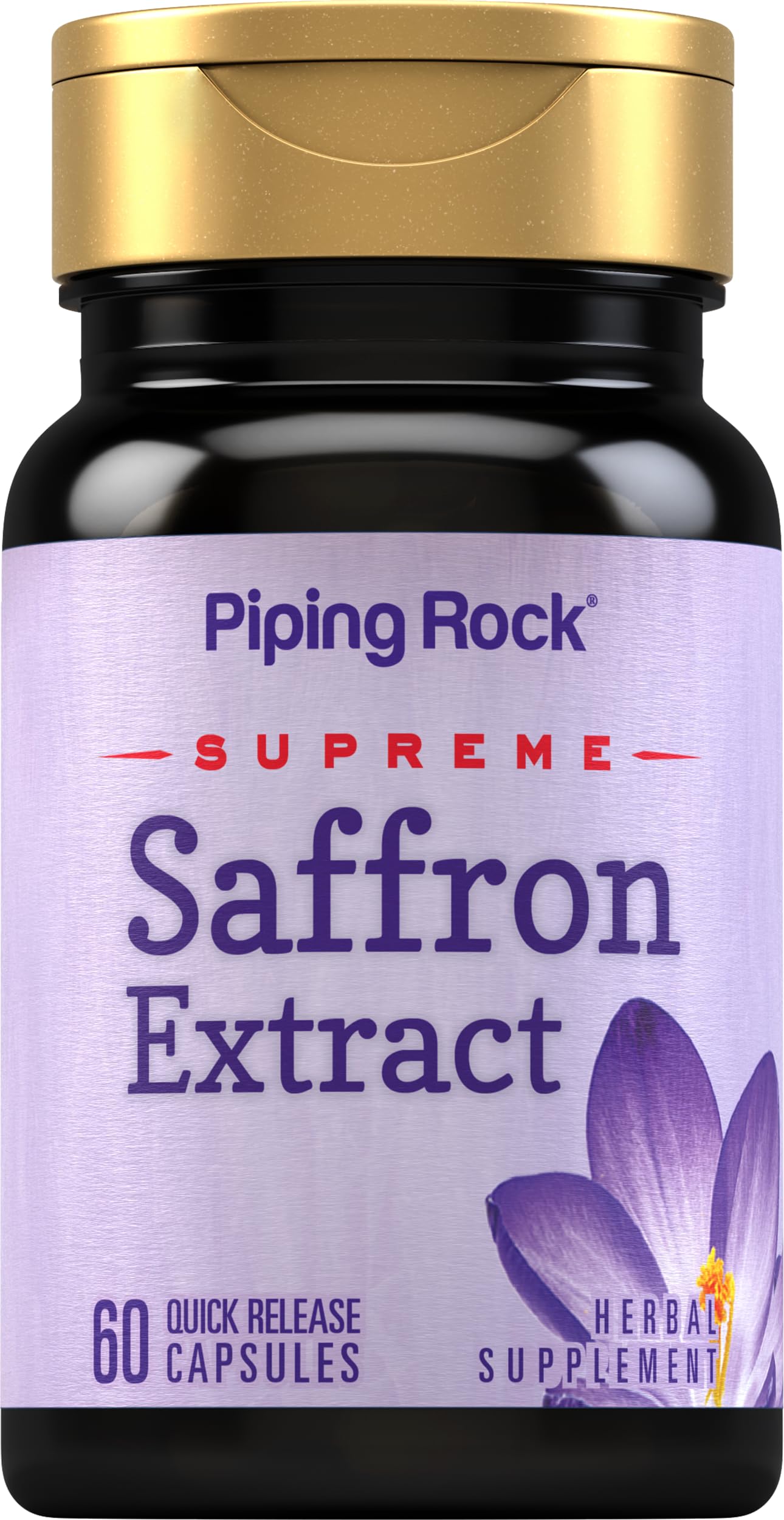 Piping Rock Saffron Supplement | 60 Extract Capsules | for Women & Men | Non-GMO, Gluten Free