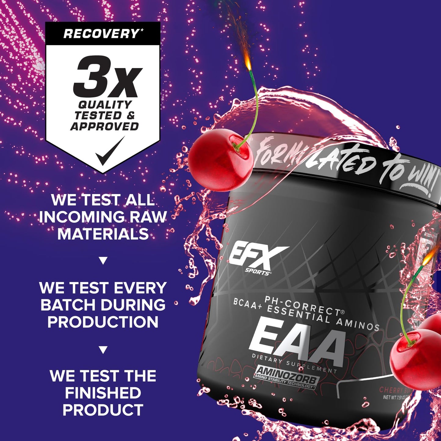 EFX Sports Training Ground EAA | Essential Amino Acids Supplement | Energy & Protein Synthesis | Pre, Intra, or Post Workout | 40 Servings (Cherry Bomb)