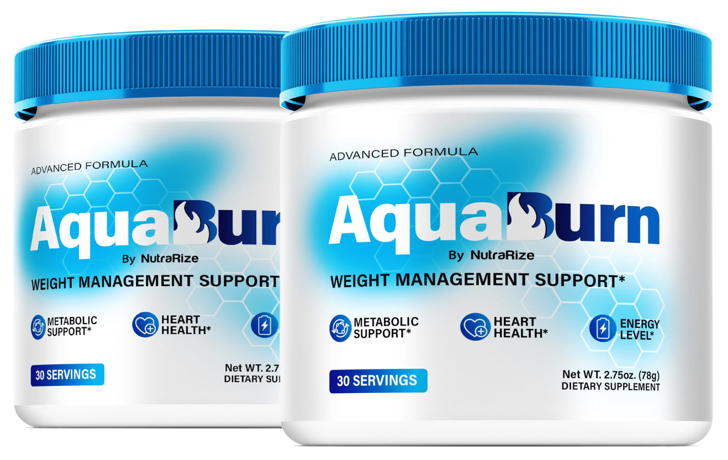 NutraRize (2 Pack) AquaBurn - Premium Powder Formula for Overall Health and Fitness, Aqua Burn to Support Healthy Lifestyle and Overall Well-Being, Official AquaBurn in A Jar Review (60 Servings)