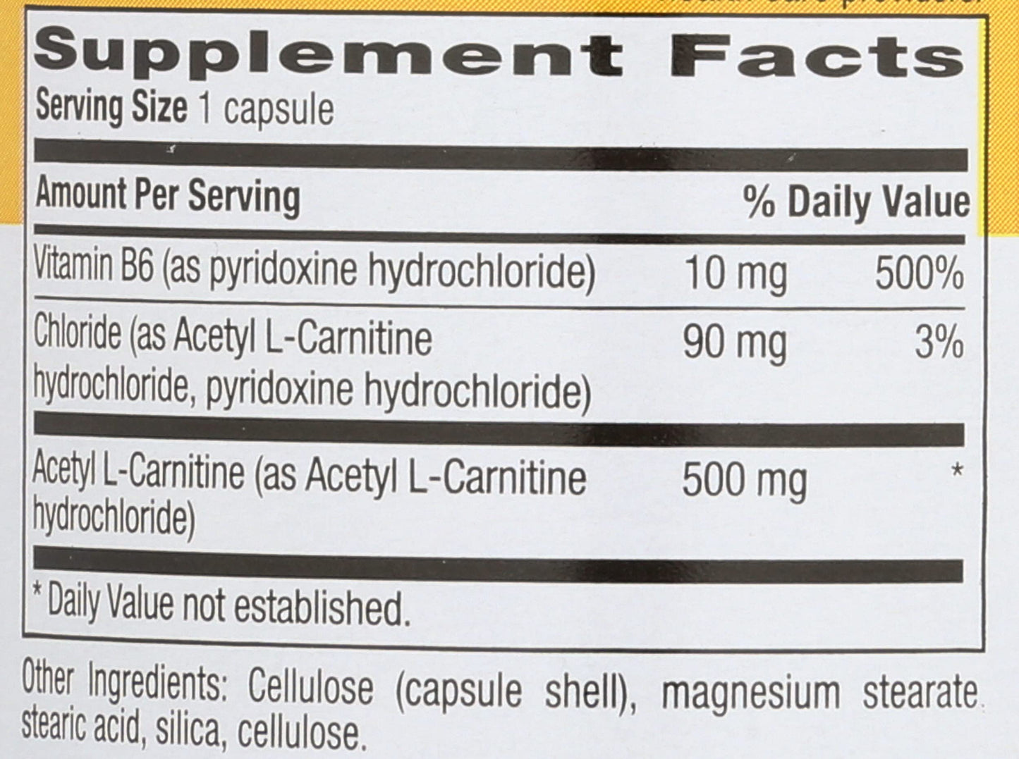 Country Life Acetyl L-Carnitine Vegi Capsules 500mg, 60 Capsules