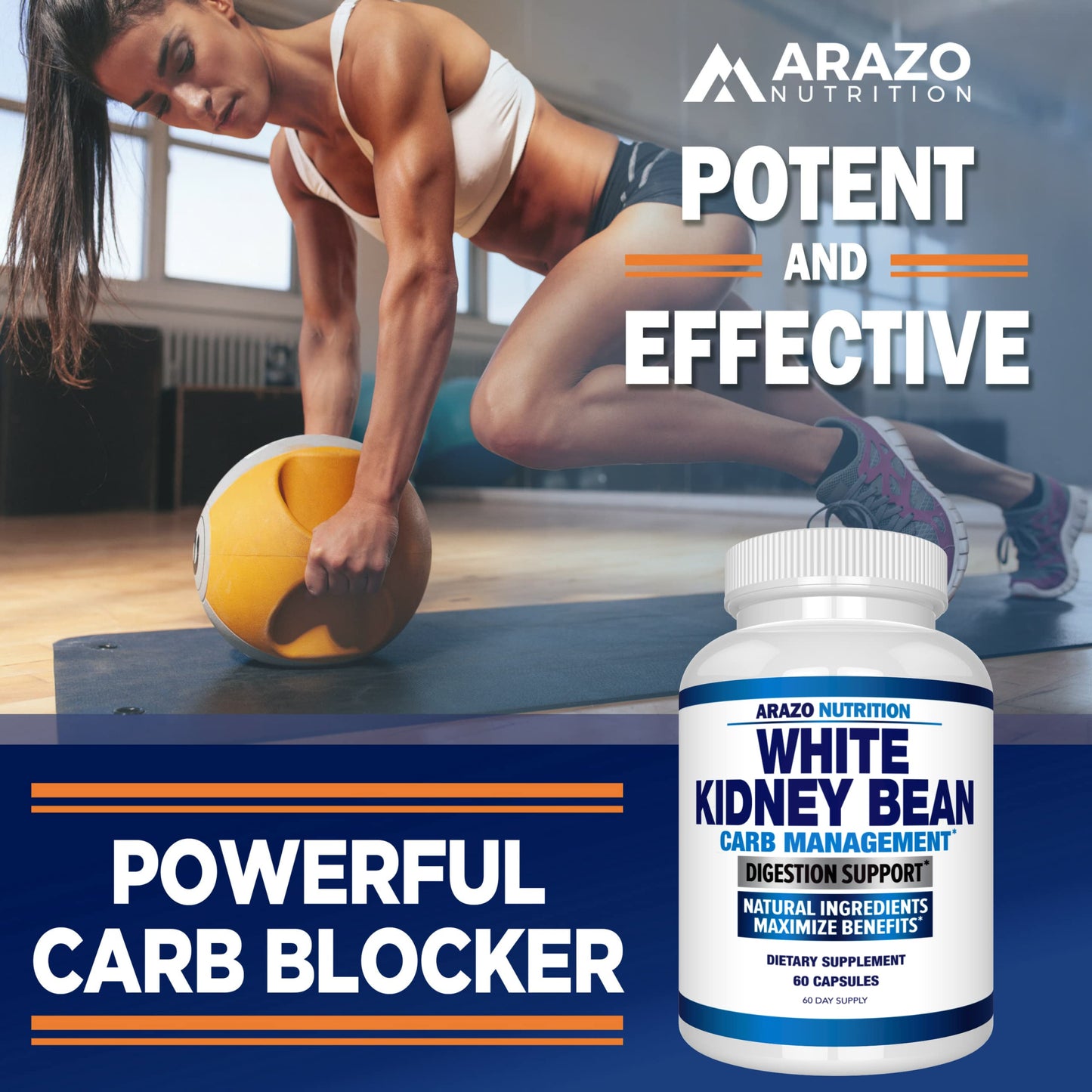 Arazo Nutrition White Kidney Bean Extract - 100% Pure Carb Blocker and Fat Absorber for Weight Support - Intercept Carbs