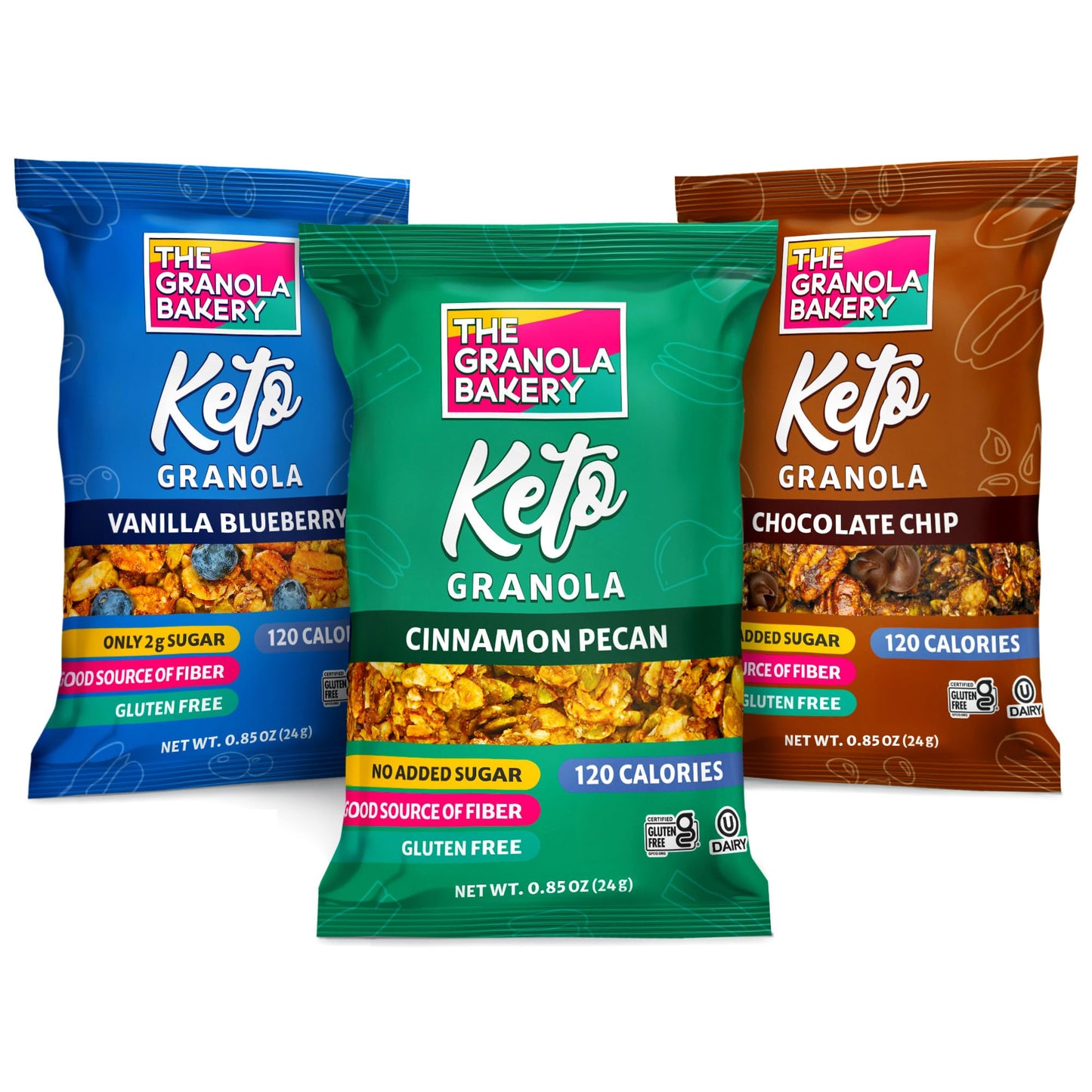 TGB Variety Granola Bites No Added Sugar High Fiber Gluten Free Keto Friendly 085oz Cereal Bag Pack of 18