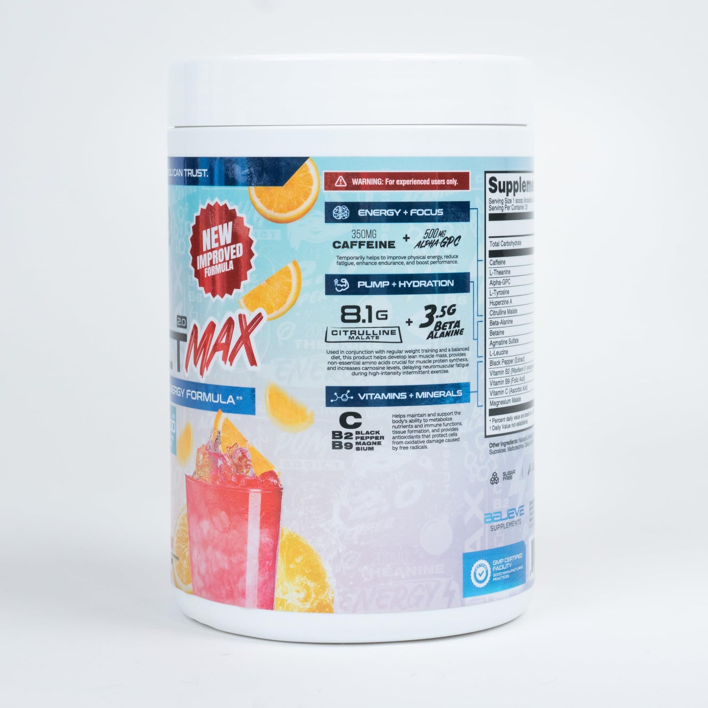 Believe Supplements - Pump Addict Max Pre-Workout Powder - Enhanced Energy, Focus, and Endurance… (40 Serving, Pink Lemonade)