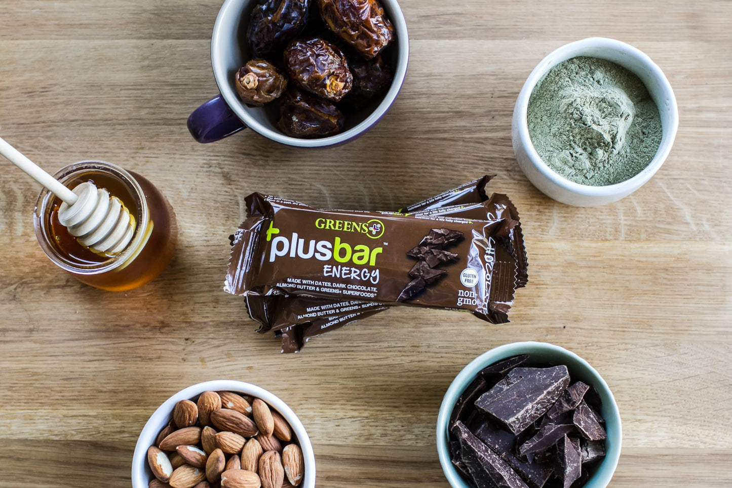 Greens Plusbar Energy Bars Chocolate Gluten Free Healthy Snacks with Organic Super Greens Superfoods Dark Chocolate Vegan Dairy Free Non GMO 8g Protein Meal Replacement Bars 12 Bars