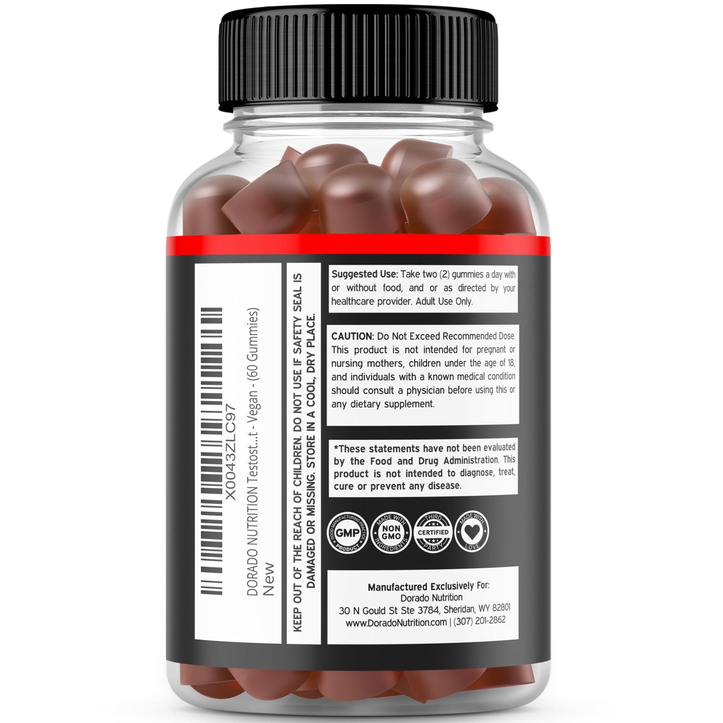Testosterone Gummies for Men (60 Count) Testosterone Supplement for Men - Premium Test Booster - Support Strength, Stamina, Drive & Performance - Third Party Tested, Non-GMO, Vegan Safe & Made in USA
