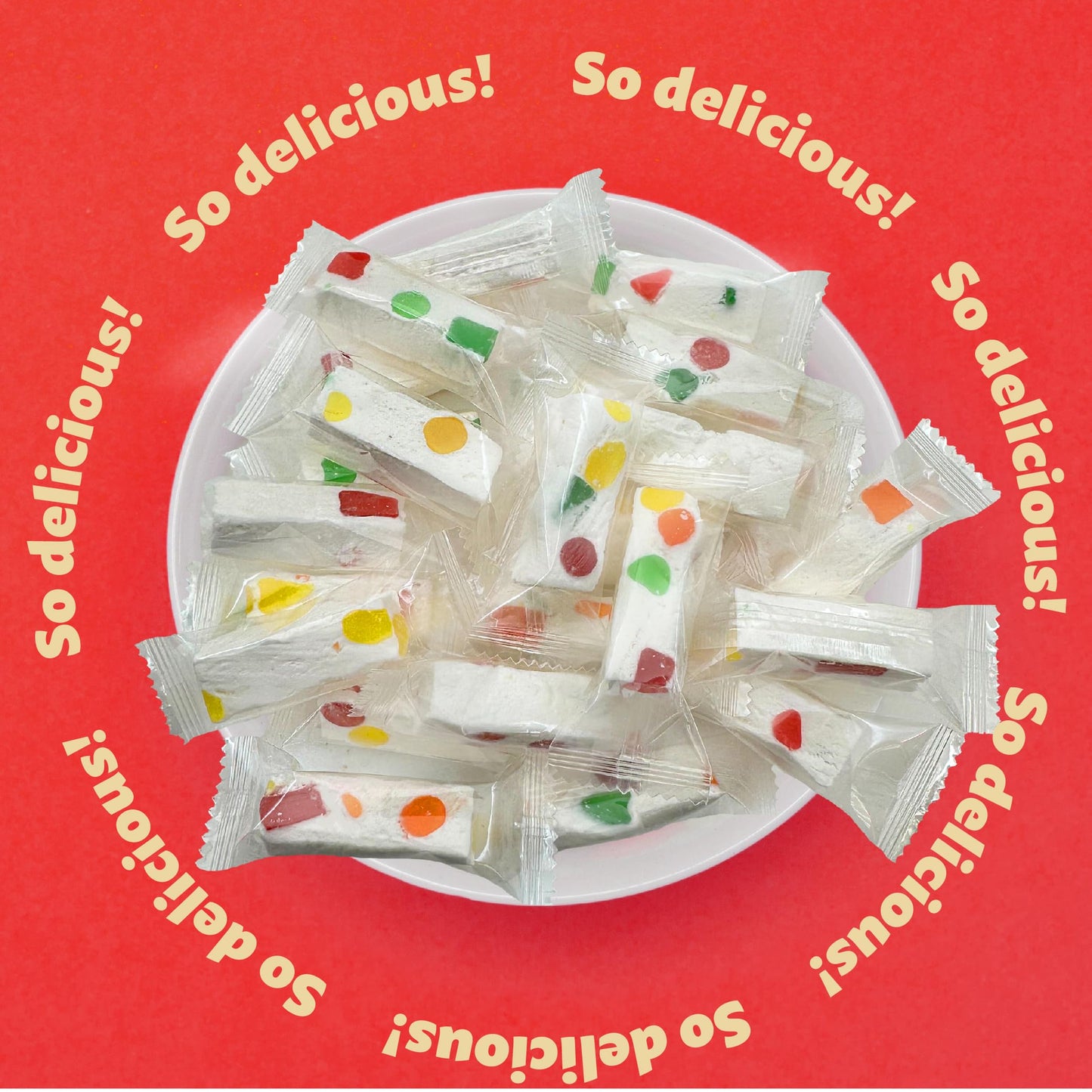 Jujube Nougat Candy with Fruit Jelly Pieces Individually Wrapped 11Ounce Pack About 30 Pieces