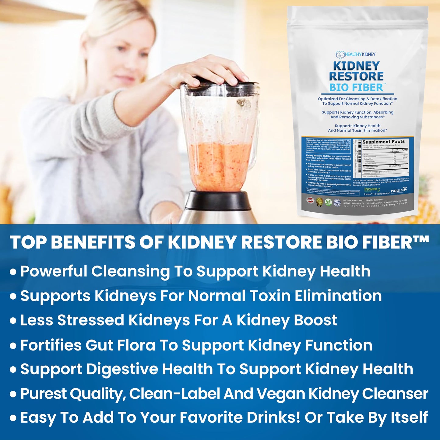 Bio Fiber, Kidney Cleanse Detox & Repair - Restorative Kidney Support & Kidney Supplement to Remove Waste, Kidney Health Supplement - Add to Tea for Kidney Health - 5 LBS 2 Pack