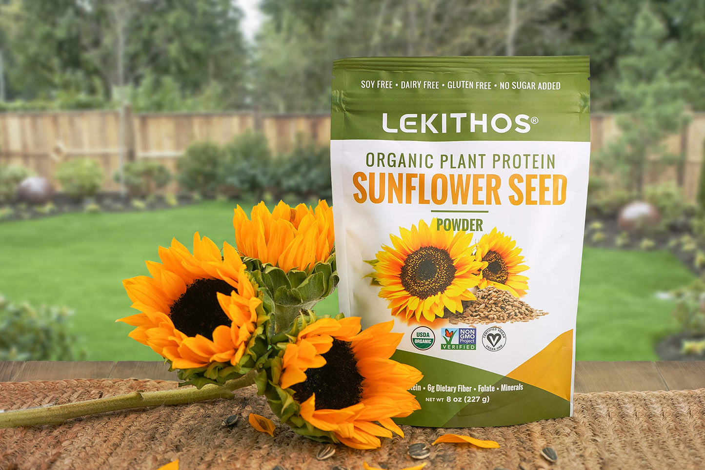 Lekithos Organic Sunflower Protein Sunflower - 8 oz - 15g Protein - Certified USDA Organic, Non-GMO Project Verified, No Added Sugars - Certified Vegan - Gluten Free