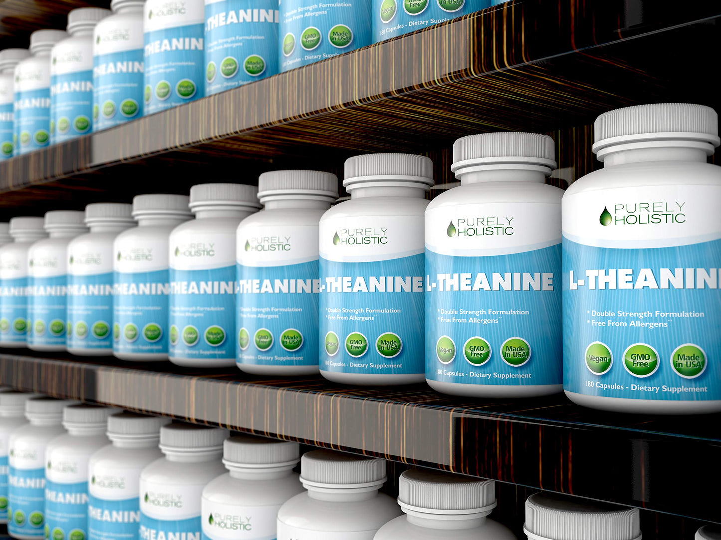Purely Holistic L-Theanine 200mg (Double-Strength), 180 Vegan Capsules, 6 Month Supply, Non GMO & Gluten Free Ltheanine Vitamins