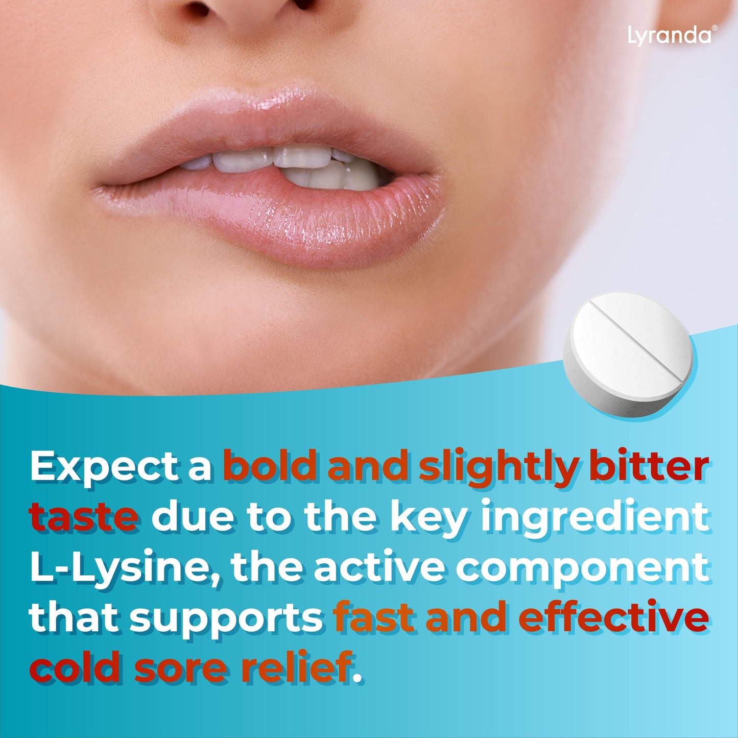 Lyranda® - Lysine Cold Sore Treatment - Chewable L-Lysine Tablets - Faster Absorption and Better Hygiene