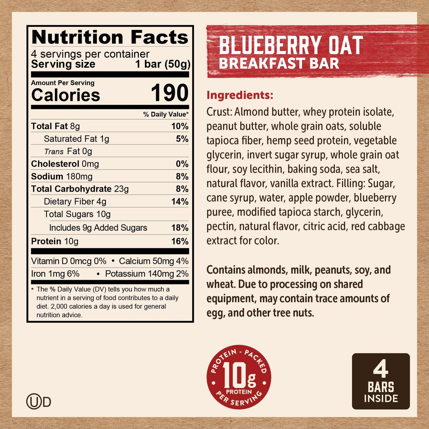 Kodiak Cakes Breakfast Bar Sandwich Variety of 4 packs 2 Flavors 10g of Protein 176 Ounce