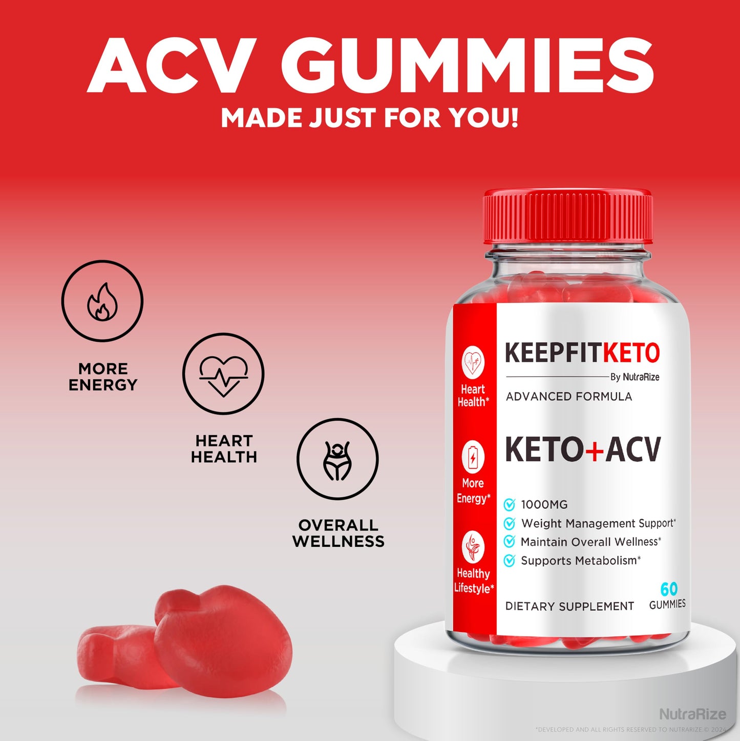 (2 Pack) Keep Fit Keto ACV Gummies, Official KeepFit Keto, Keto+ACV Weight Loss Gummies, Keto Plus Apple Cider Vinegar Gummy, Keep Fit Keto Formula, KeepFit Keto Gomitas, ACV Keto Gum (120 Gummies)