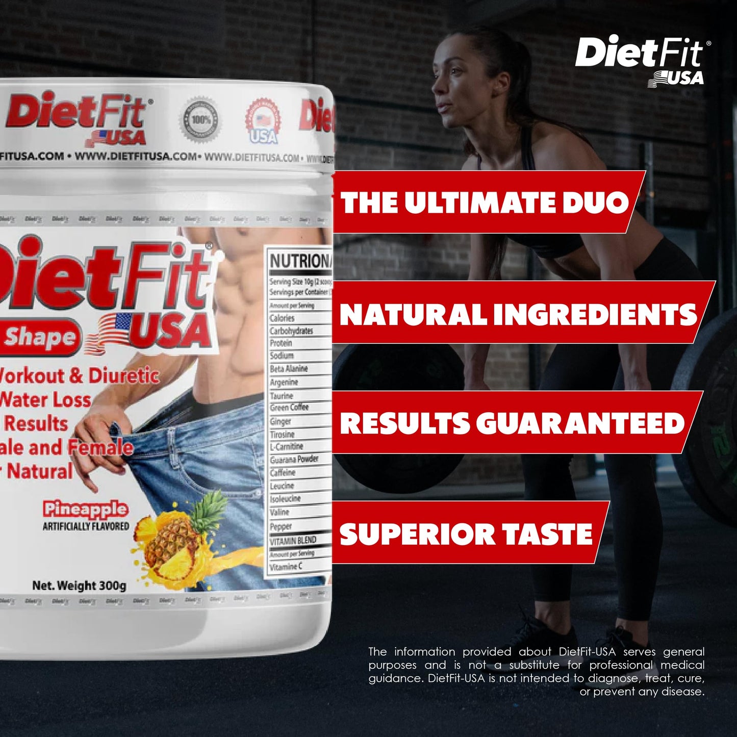 DIETFIT | Pre-Workout and Diuretic 300 Grams | Hydroboost 2-in-1 | Pre-Workout & Diuretic | Intense Energy | Pineapple Flavor | 30 Servings | Fitness Supplements