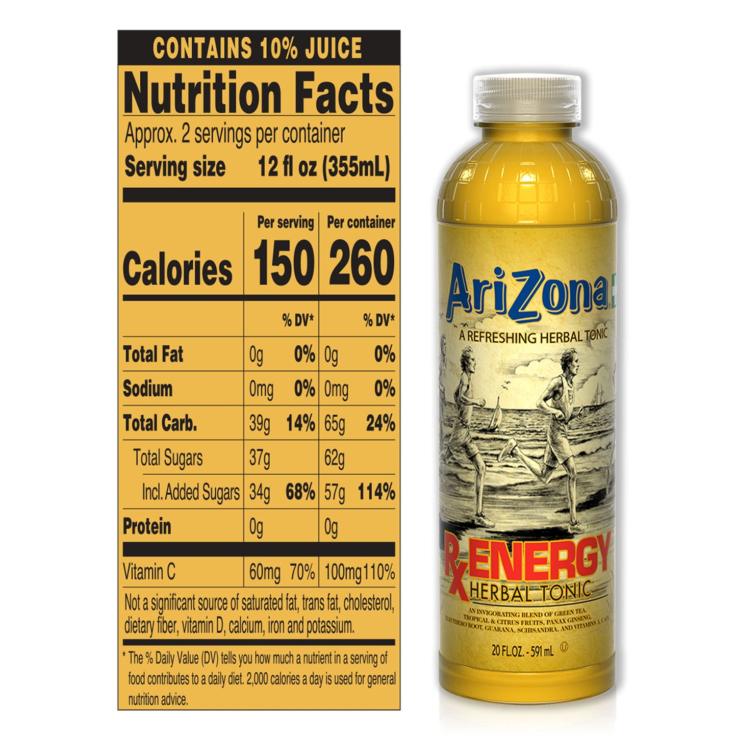 AriZona Rx Energy 20 Fl Oz Pack of 24