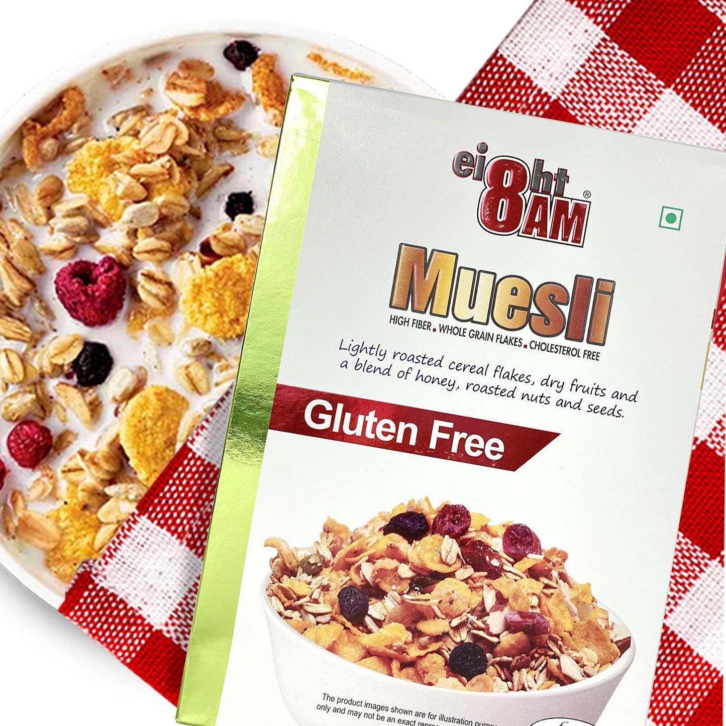 8AM Muesli Gluten Free Dry Fruits and a Blend of Honey Roasted Nuts and Seeds