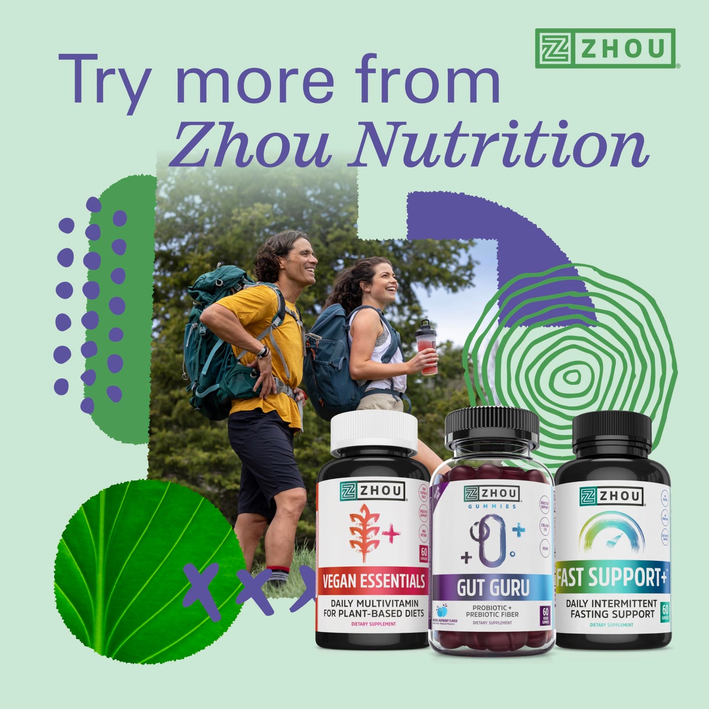 Zhou 3 Day Renew Digestive Health Reset, Bloating Aide, Alpha-Galactosidase, Probiotics, Electrolytes, 27 Veg Caps