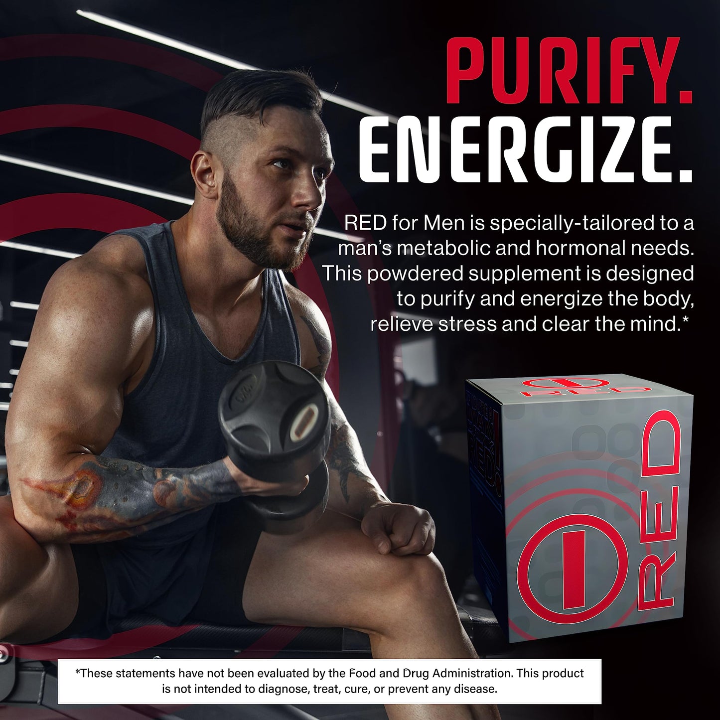 bhip Red for Men (Fit) - Tailored Supplement for Hormonal Health, Supports Energy, Heart Health, Vitality, & Virility - 30 Servings