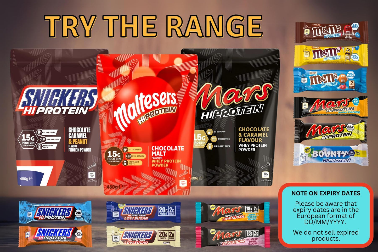 Snickers Mars MMs Hi Protein Bars Variety 12 Pack Bundled with Masonara Mints Snickers High Protein Bars and Others 1522g Protein per Bar 12 Bars 660g Total