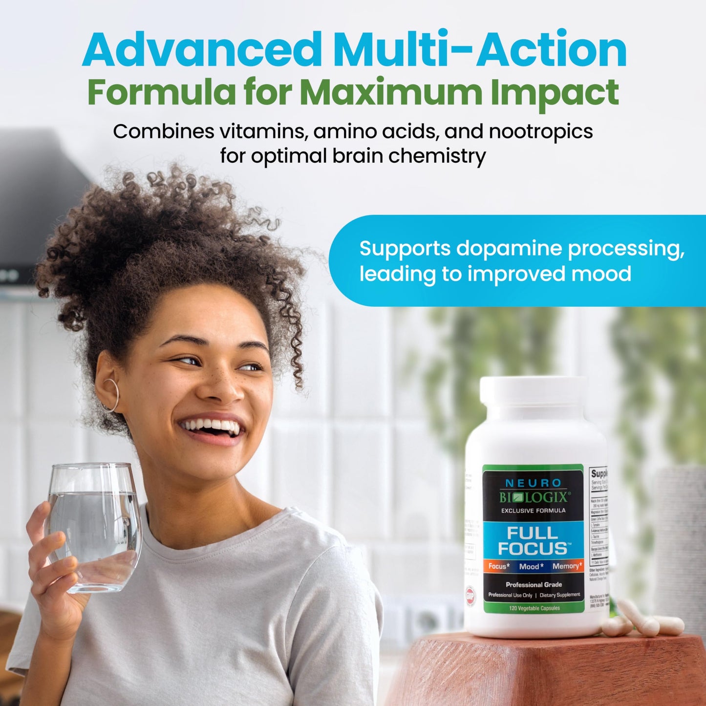 Full Focus™ 120 Capsules - Comprehensive Brain Supplement for Optimal Memory, Focus & Cognition - Brain Support Supplement to Promote Enhanced Mood, Relaxation, Dopamine Balance & More