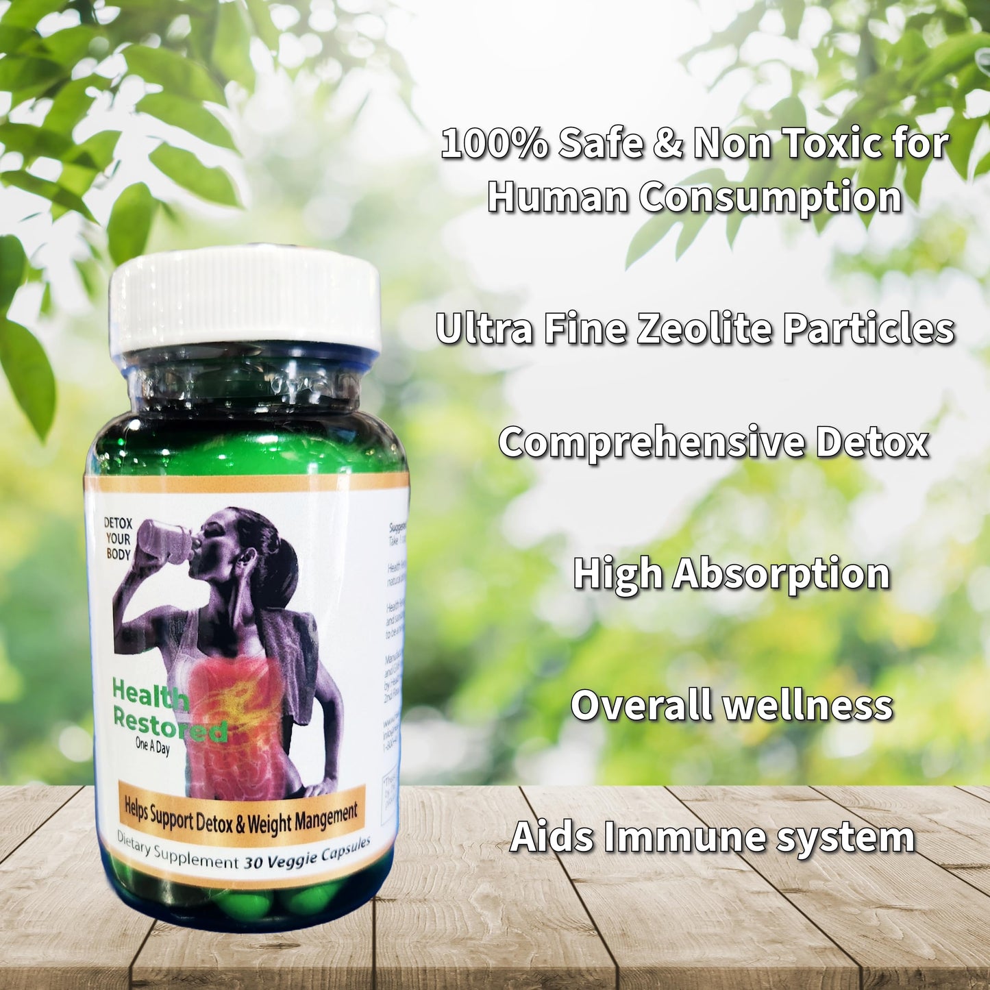 Health Restored Comprehensive Detox & Wellness Support for Men and Women - Premium 100% Clinoptilolite Zeolite Capsules - Supplement Robust Health Support with No Additives
