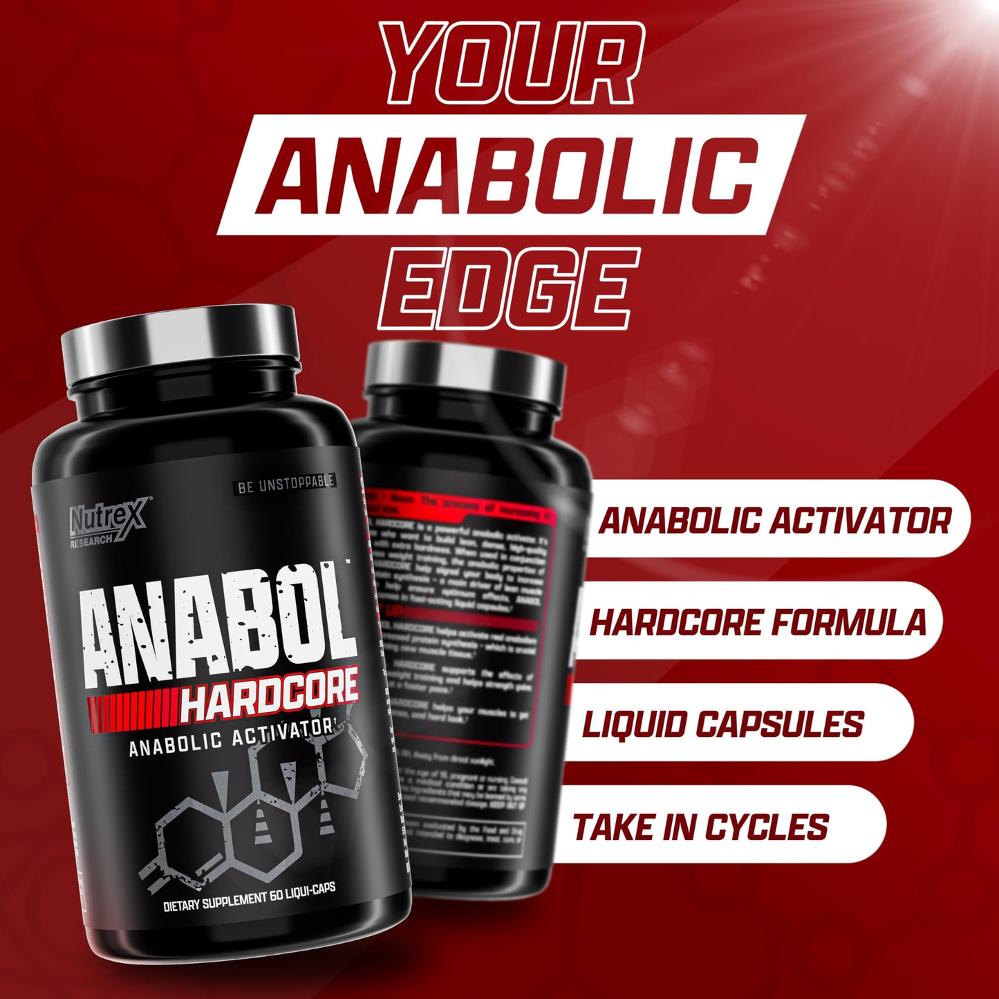 Nutrex Research Anabol Hardcore Anabolic Activator, Muscle Builder and Hardening Agent, 60 Pills